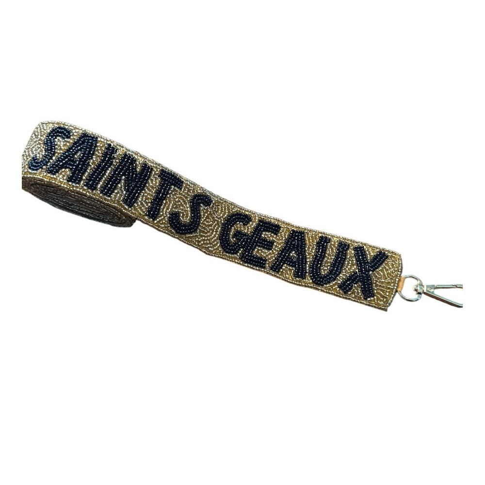 Geaux Saints Bag Strap l Black & Gold Bag Strap lGame Day Bag StraplGift for Her